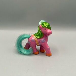 Vintage Tara Toy Carnival Carousel Pony Pink Green Tail Miniature Figure 2” RARE